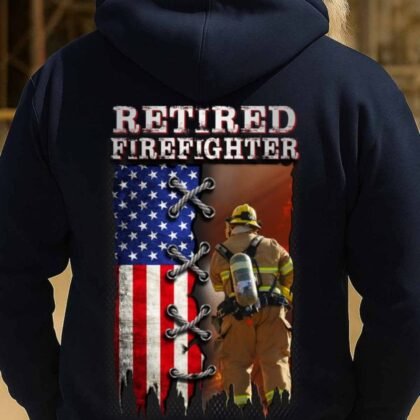 Retired Firefighter American Flag Apparel - Patriotic Workwear
